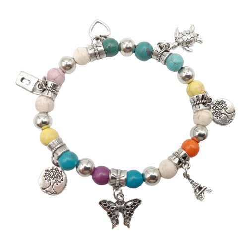 Pulsera Elasticada Colores con Dijes Bisutería – Marró Joyas