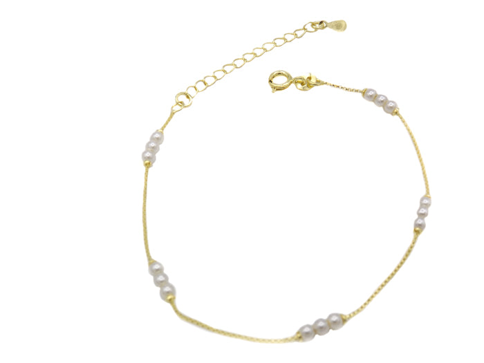 Pulsera veneciana con perlas 19 cm Enchapado en Oro amarillo