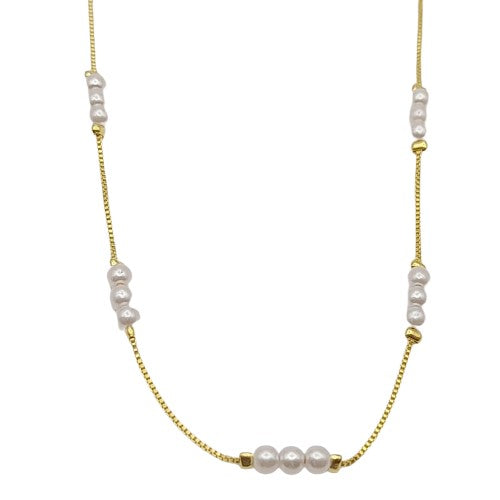 Collar veneciana con perlas  Enchapado en Oro amarillo