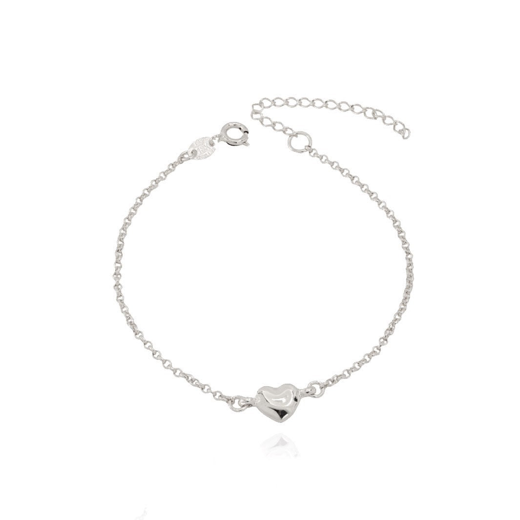 Pulsera corazón 19 cm Enchapado en Plata