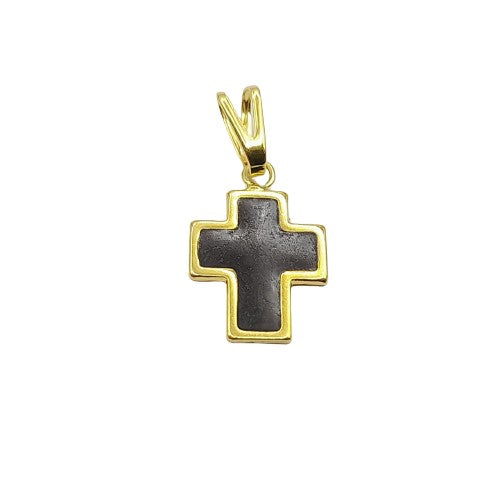 Colgante cruz esmaltada 1,5 cm Enchapado en Oro amarillo