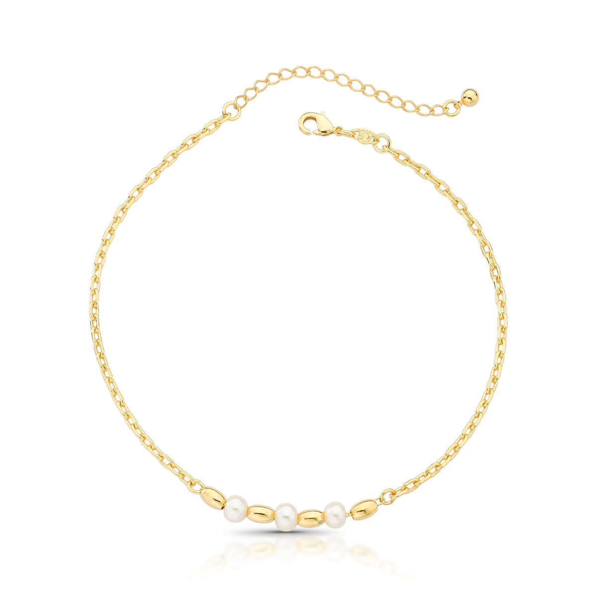 Tobillera con perla  25 cm Enchapado en Oro