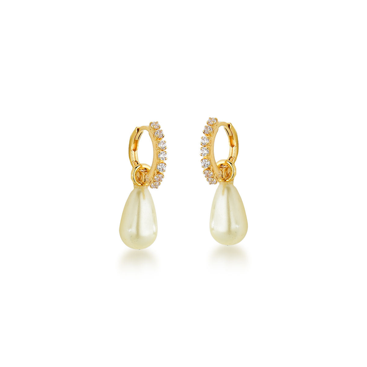Aro argolla cristal con perla Enchapado en Oro