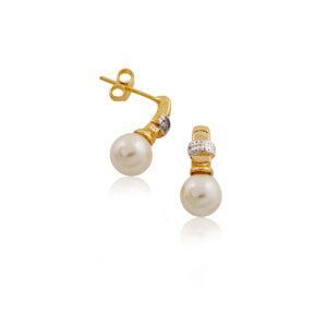 Aro Perla con rodio Enchapado en Oro