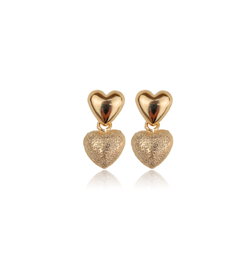 Aro corazon satinado 2 cm  Enchapado en Oro