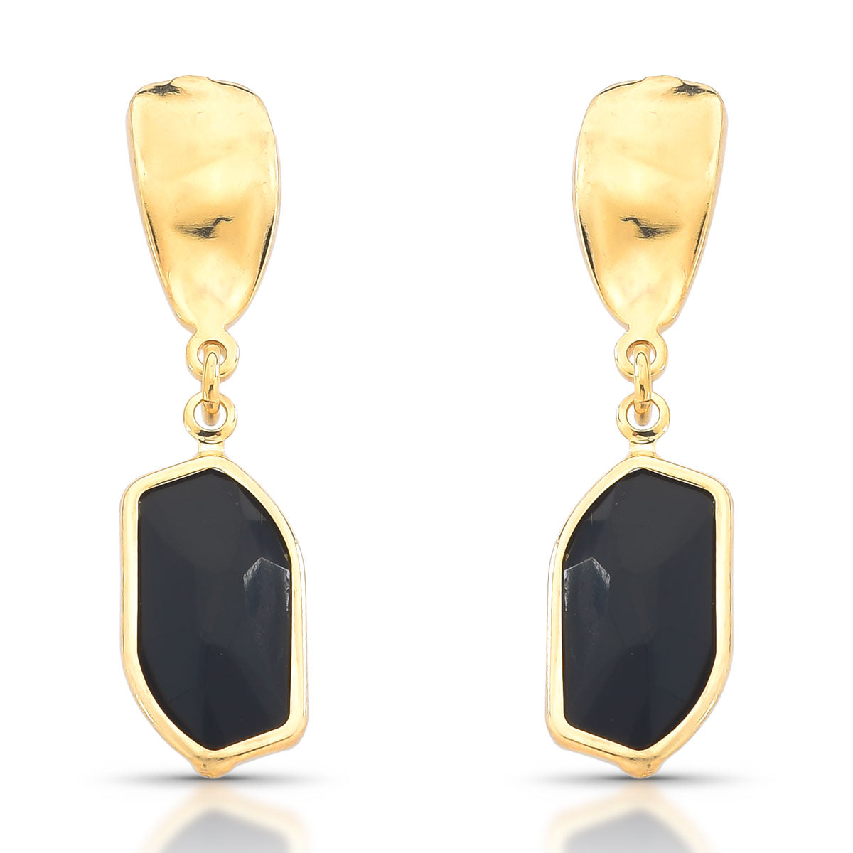 Aro con aplicacion en negro Enchapado en Oro