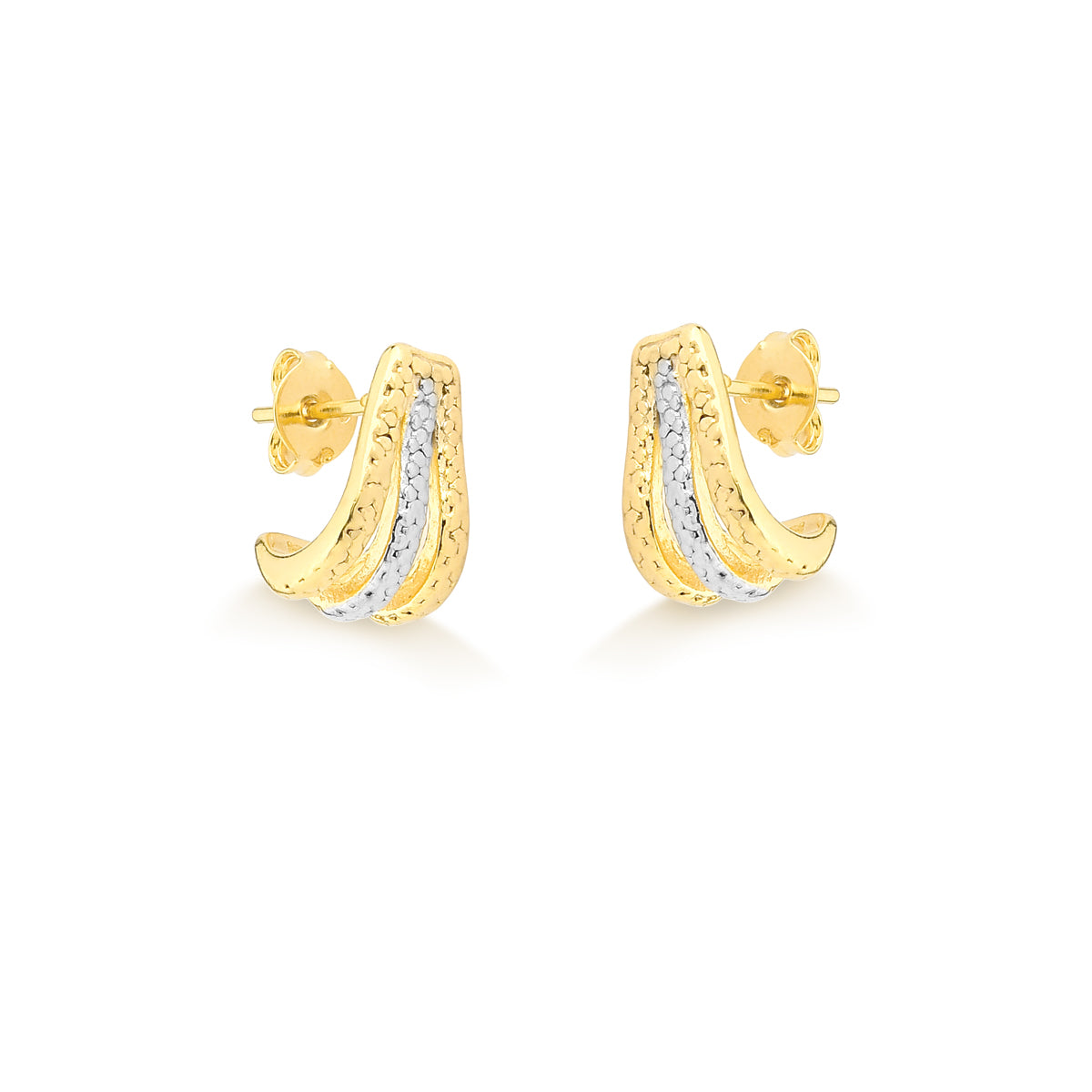 Aro curvo con rodio 1,5 cm  Enchapado en Oro