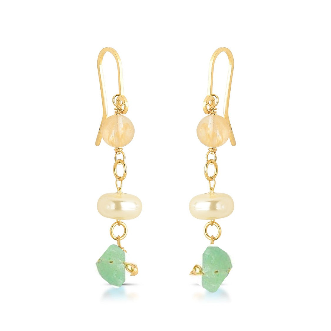 Aro con perla y piedra Enchapado en Oro