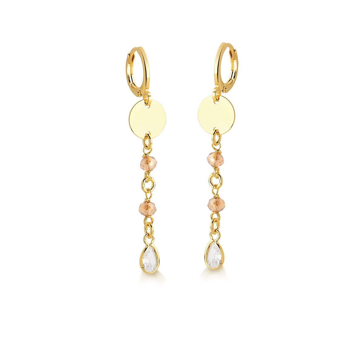 Aro largo cristal Enchapado en Oro