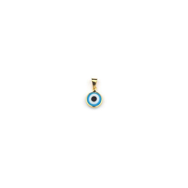 Colgante Ojo de la Suerte celeste 0,5 mm Enchapado en Oro