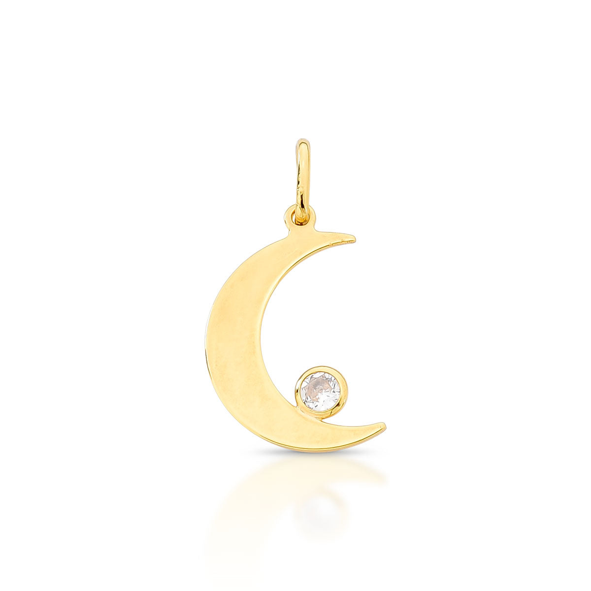 Colgante luna con punto de luz 1,5 cm Enchapado en Oro