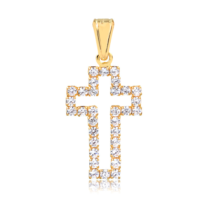 Colgante cruz cristal 2,5 cm Enchapado en Oro
