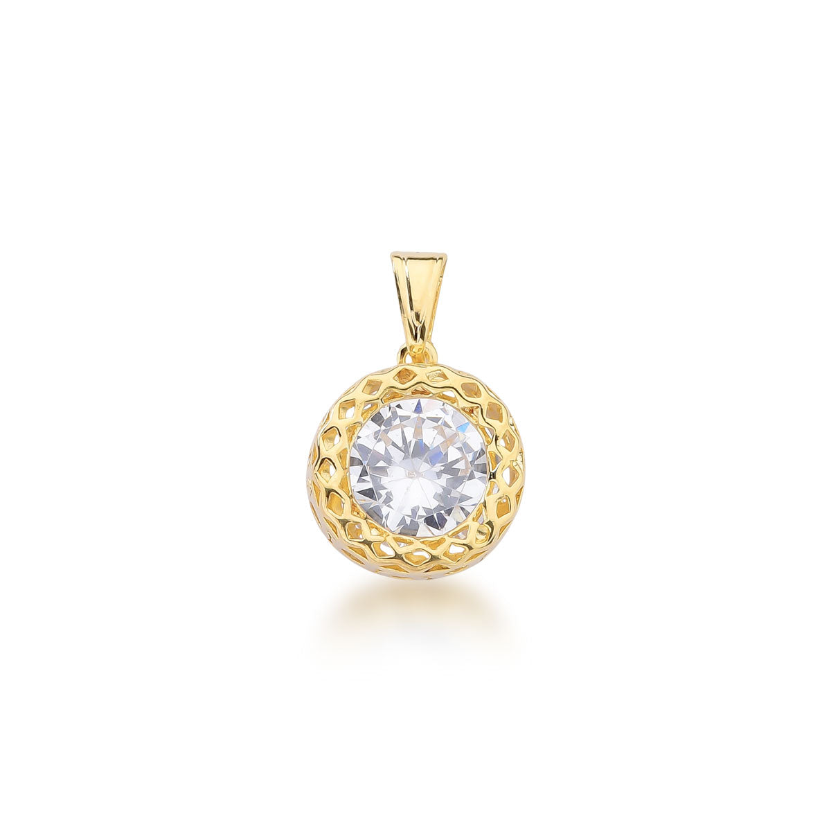 Colgante redondo Cristal 1,3 cm Enchapado en Oro