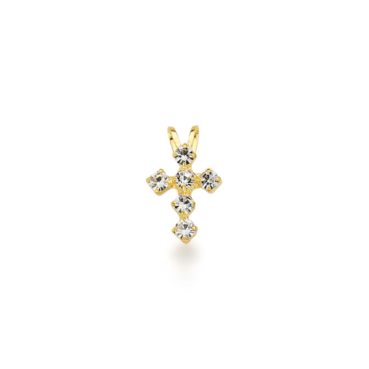 Colgante cruz strass 1 cm Enchapado en Oro