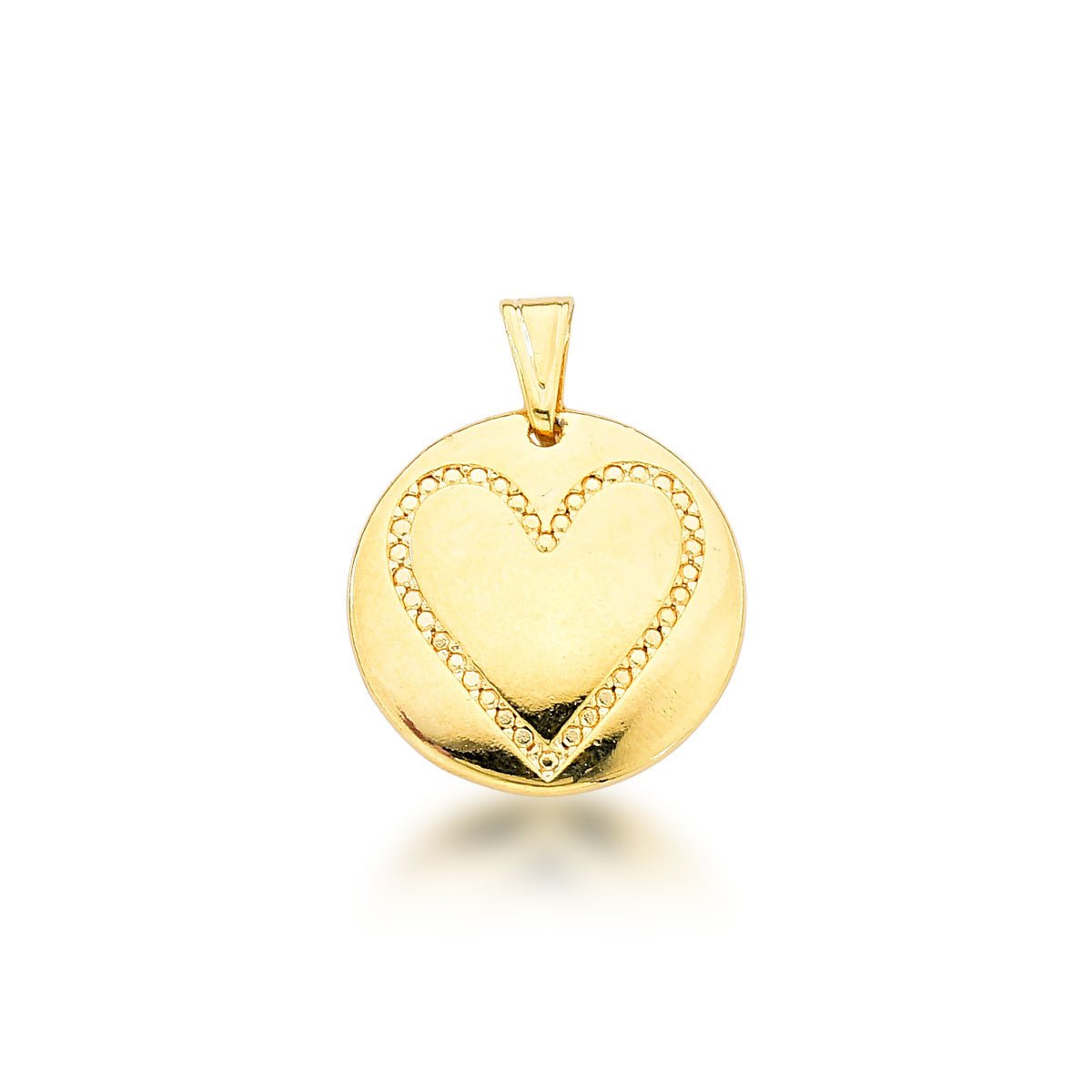 Colgante redondo, diseño corazón 1,8 cm Enchapado en Oro