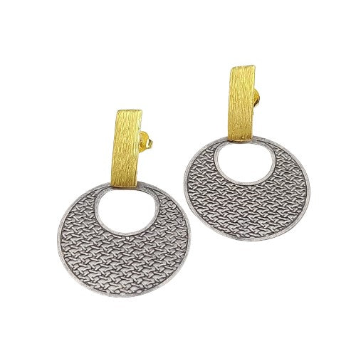 Aro largo 4,5 cm Enchapado en Oro amarillo y peltre