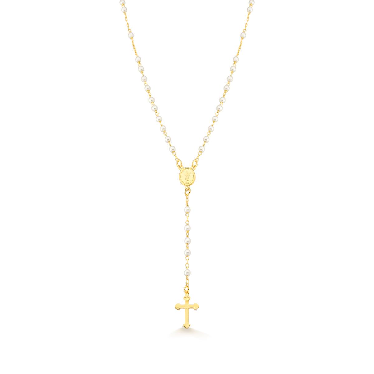 Collar rosario perlas 45 cm Enchapado en Oro