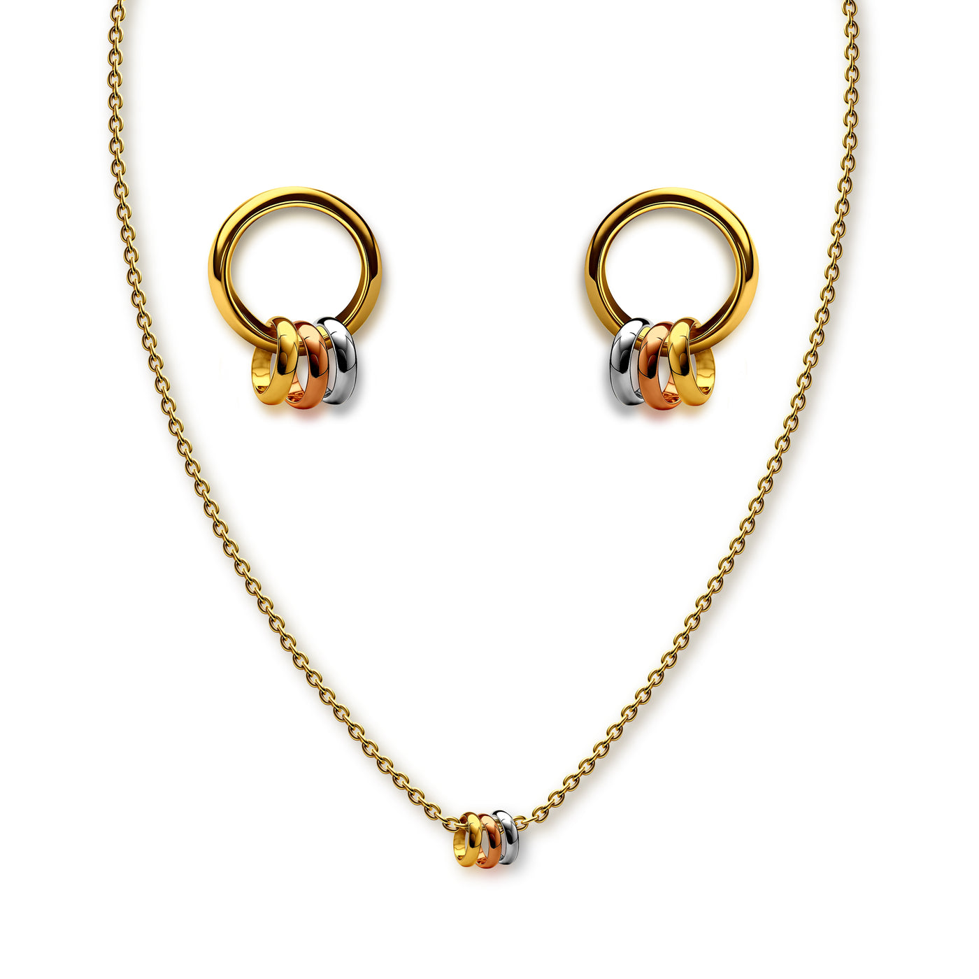 conjunto mini argollas 45 cm Enchapado en Oro