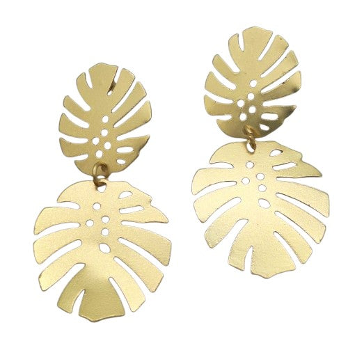 Aro hoja dorada 6 cm largo Bisutería