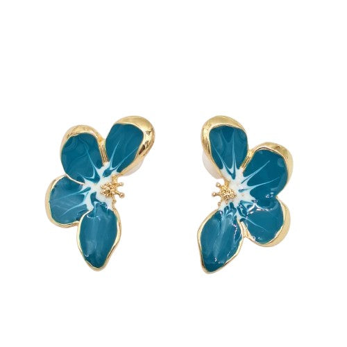 Aro media flor celeste 3,5 cm Bisutería