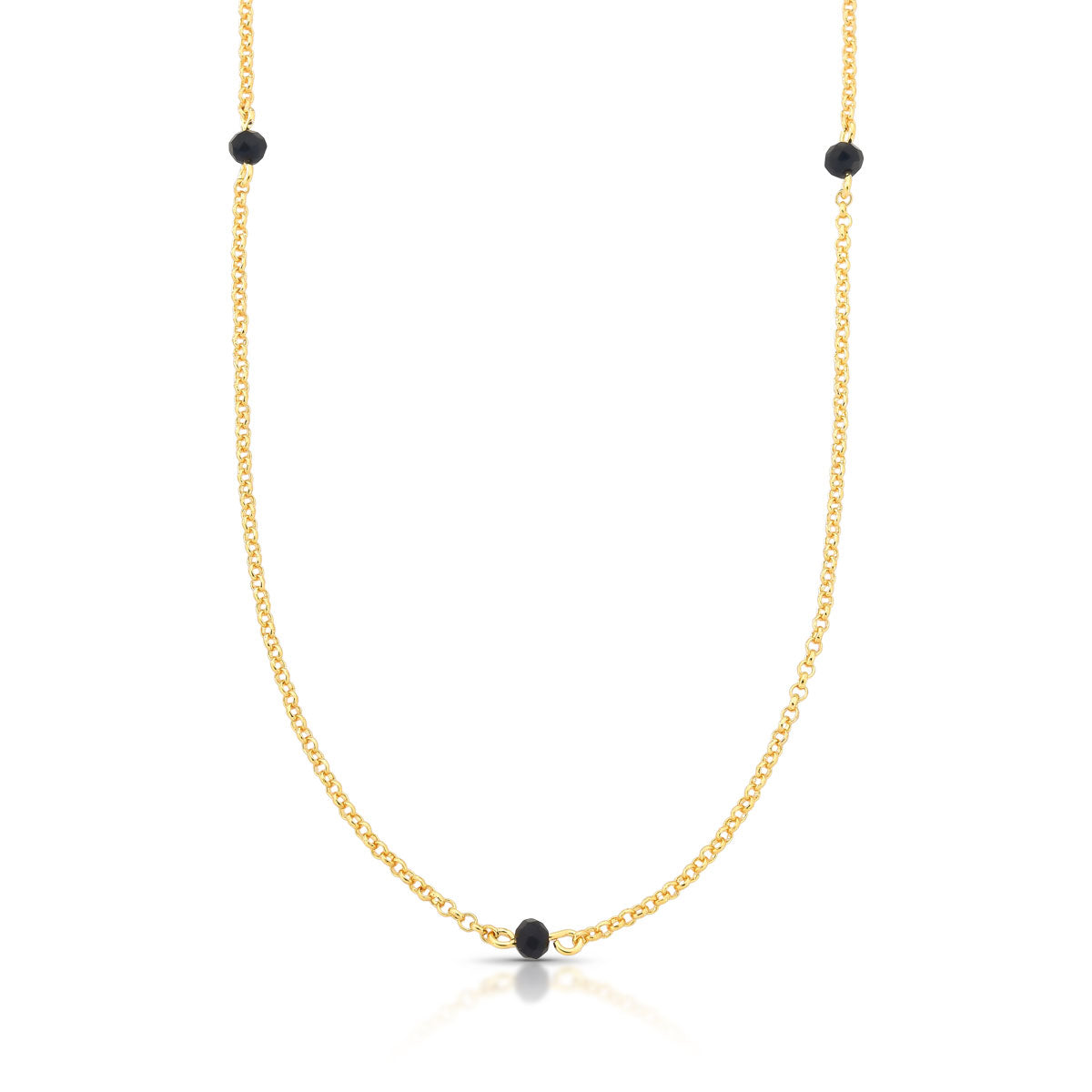 Collar cristal negro 40 cm  Enchapado en Oro