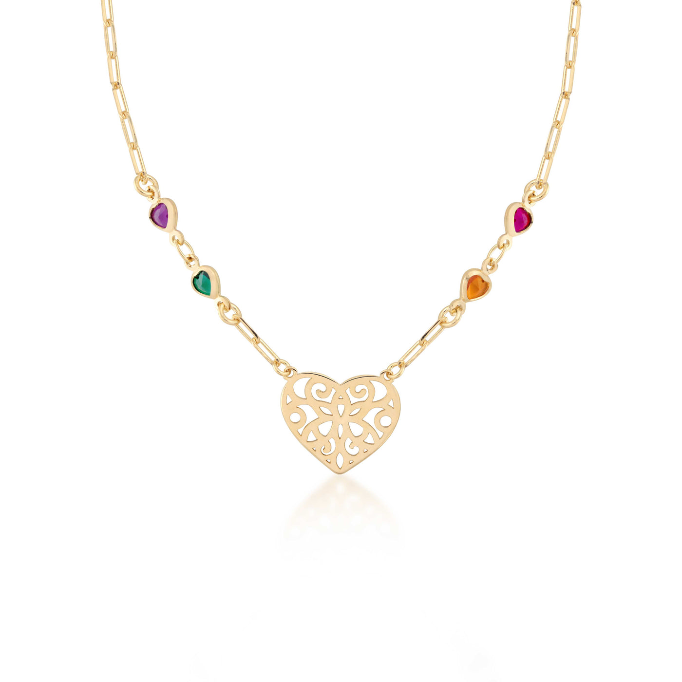 Collar corazon calado 45 cm  Enchapado en Oro