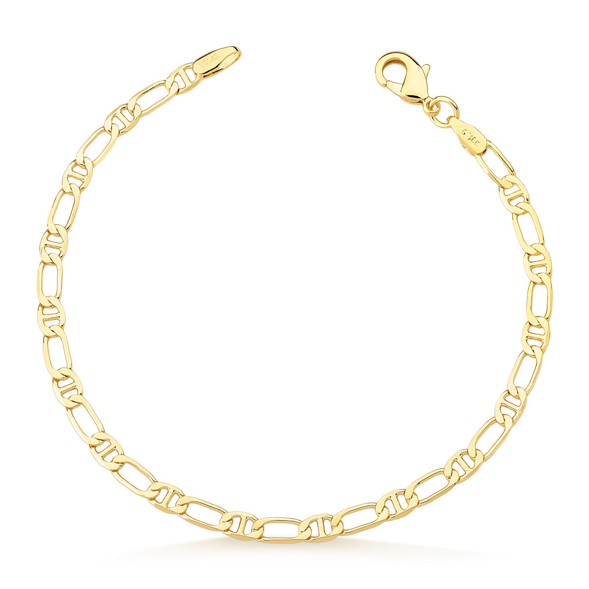 Pulsera delgada plana 19 cm Enchapado en Oro