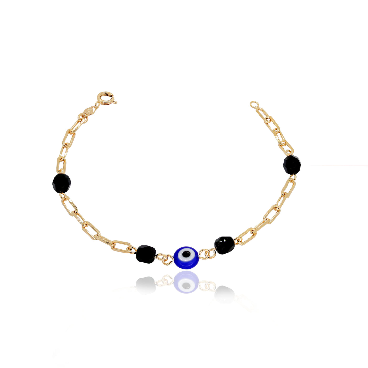 Pulsera ojo azul 19 cm Enchapado en Oro