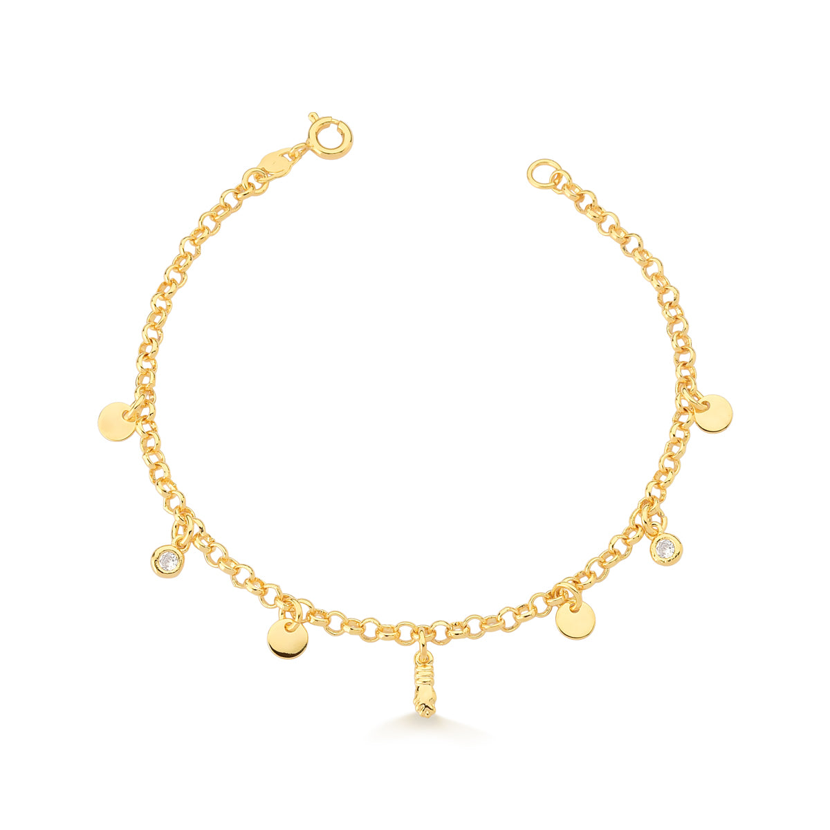 Pulsera rolo con colgantes 19 cm Enchapado en Oro