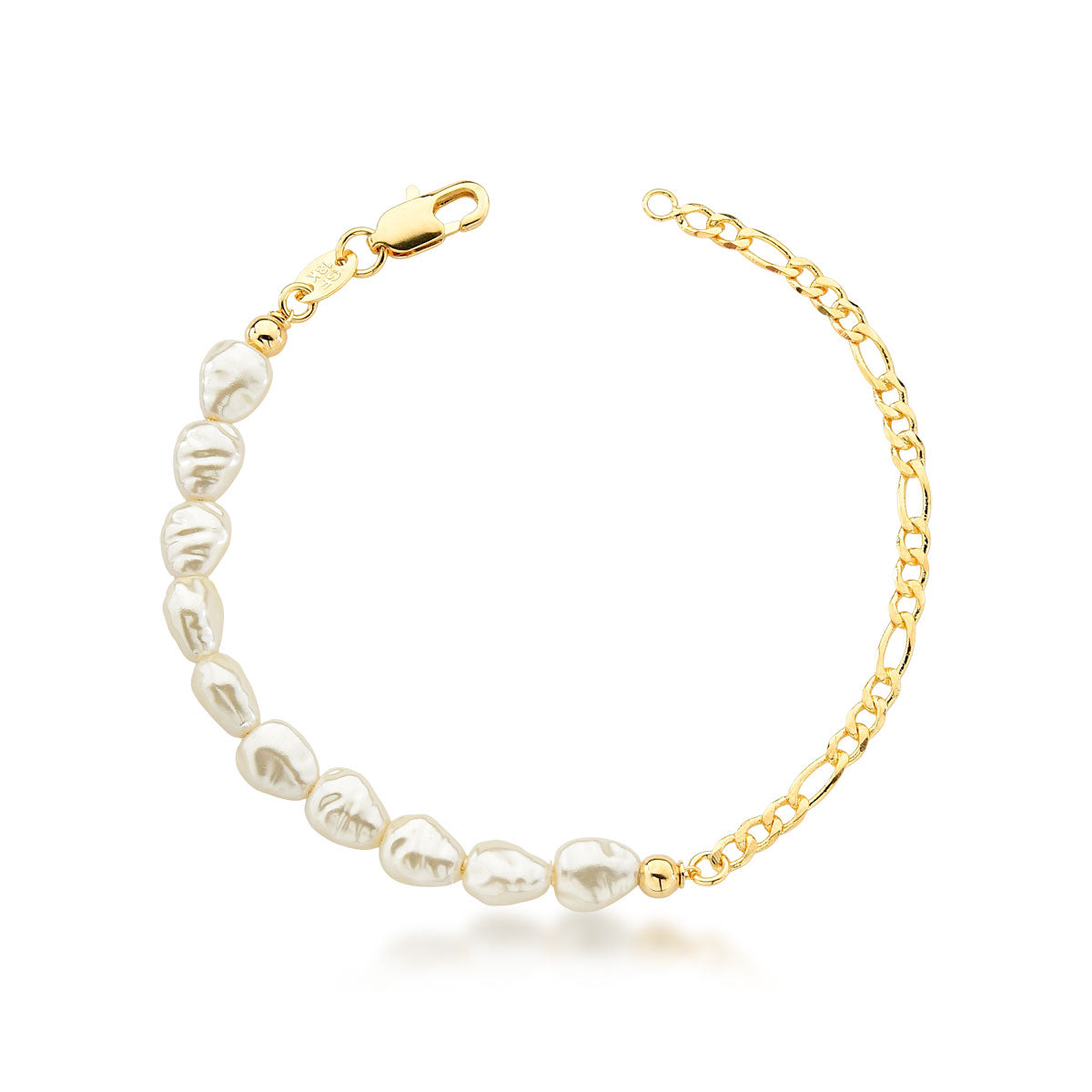 Pulsera perla de fantasia 19 cm Enchapado en Oro