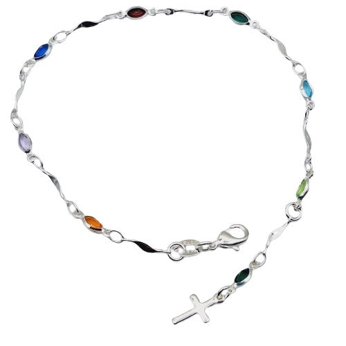 Pulsera denario de colores 19 cm Enchapado en Plata