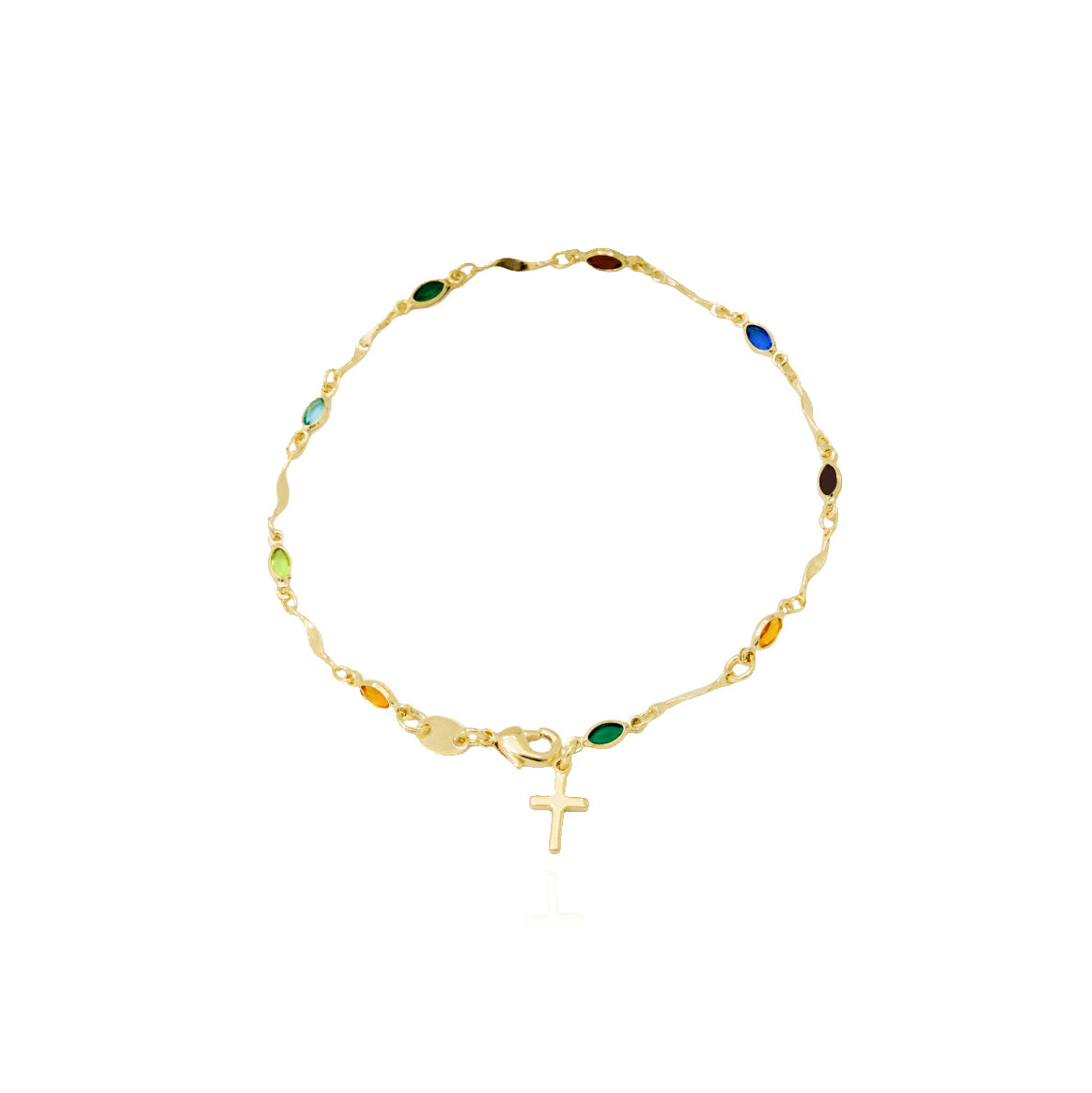 Pulsera cruz colores 19 cm Enchapado en Oro