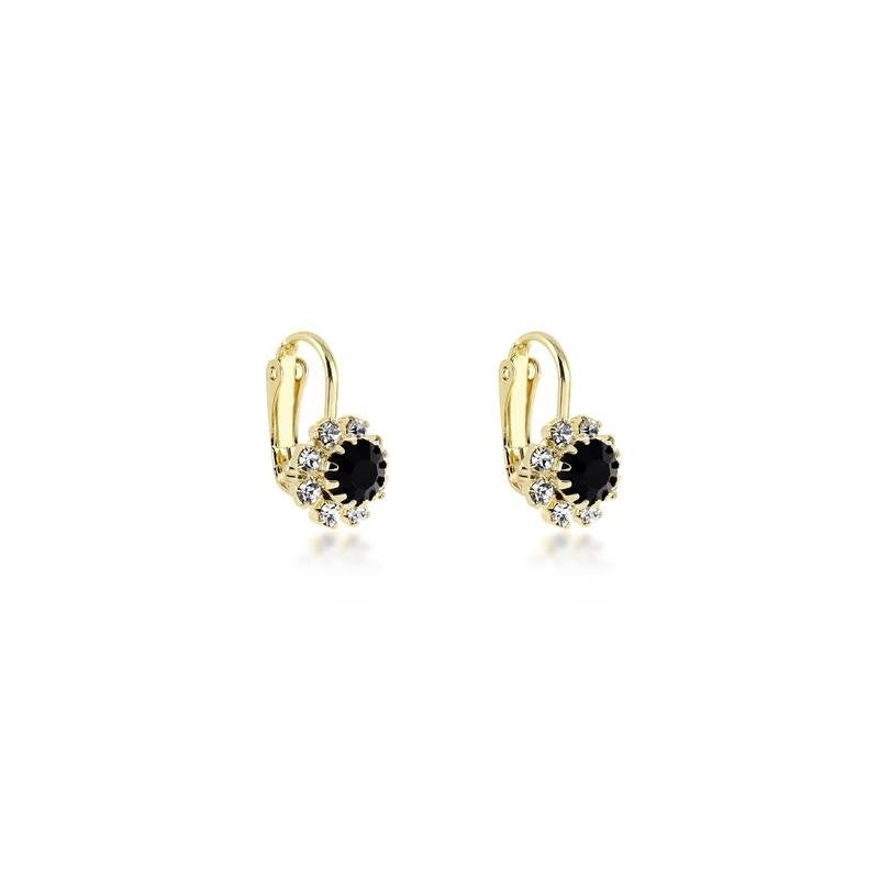 Aro Clip Negro con Strass Cristal Enchapado en Oro
