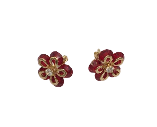 Aro Strass Rojo Enchapado en Oro