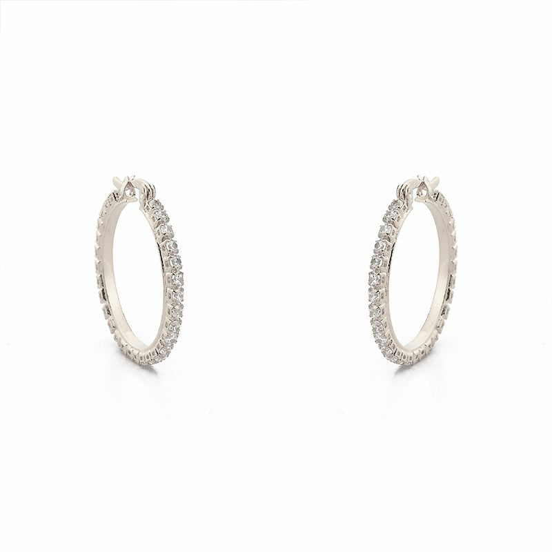 Aro Argolla Cristal 2,5 cm  Enchapado en Plata