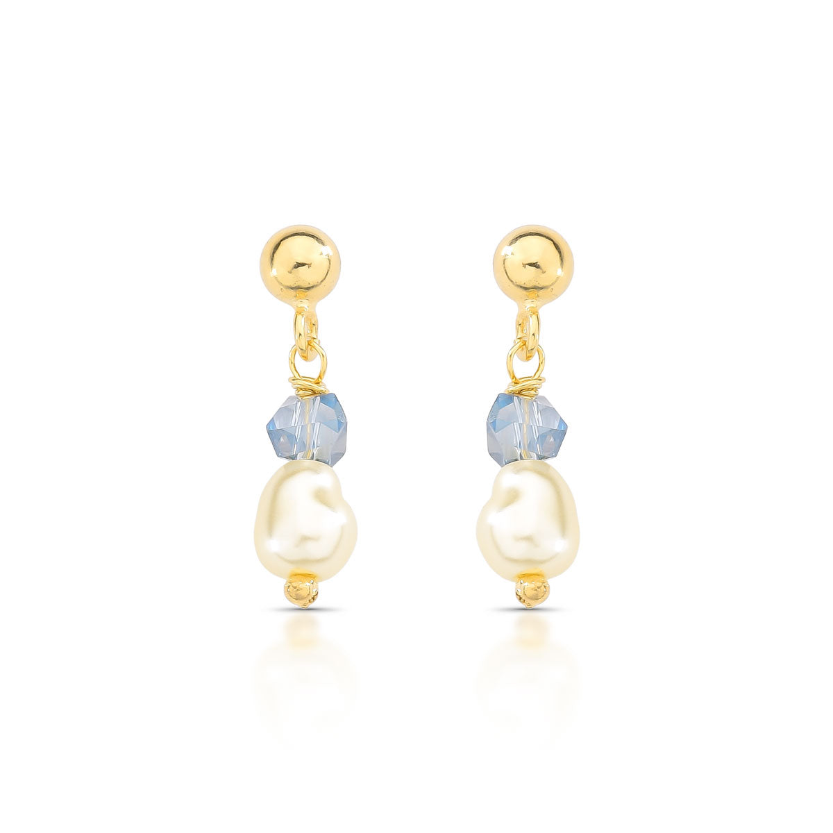 Aro con strass y perla Enchapado en Oro