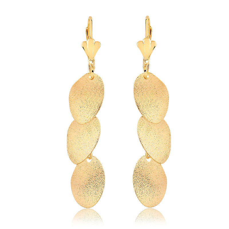 Aro largo satinado Enchapado en Oro