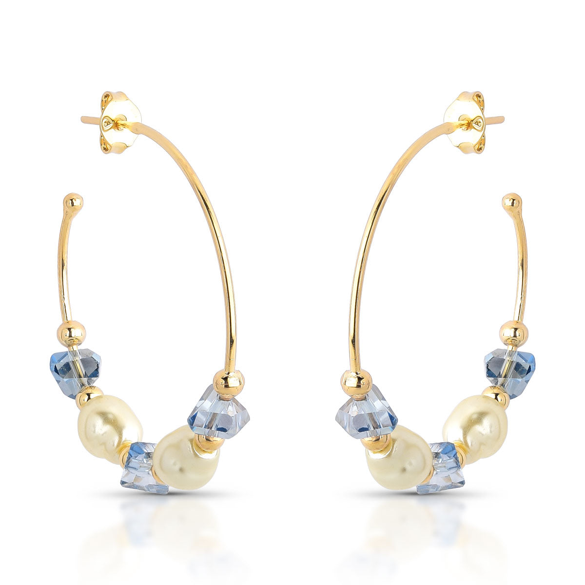 Aro Argolla con perla y strass Enchapado en Oro