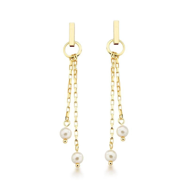 Aro cadena con perla Enchapado en Oro