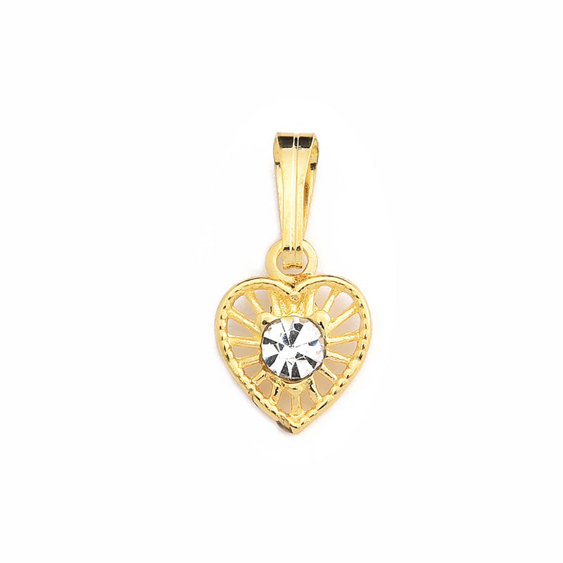 Colgante Corazón strass 1 cm Enchapado en Oro