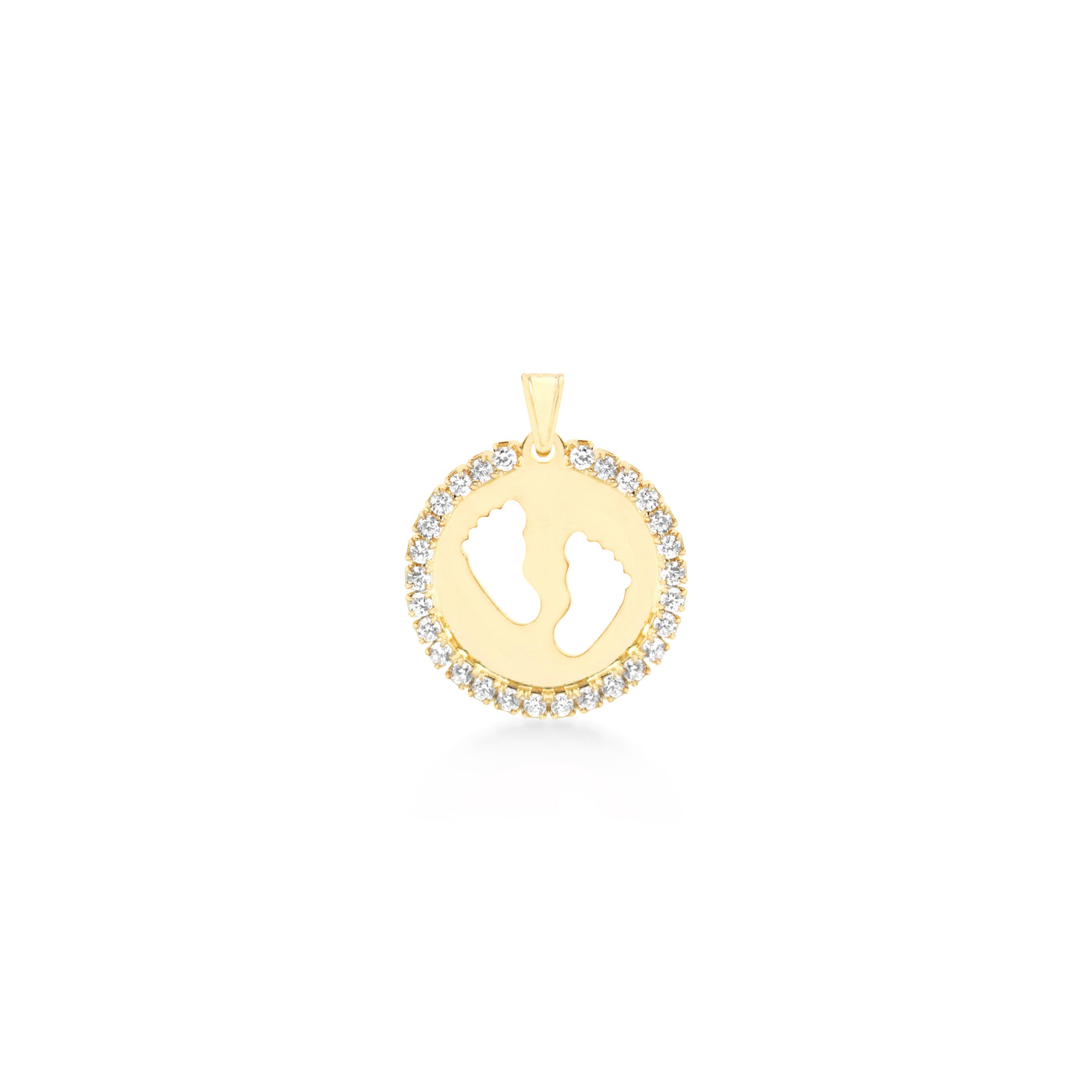 Colgante piecitos con cristal 1,8 cm Enchapado en Oro