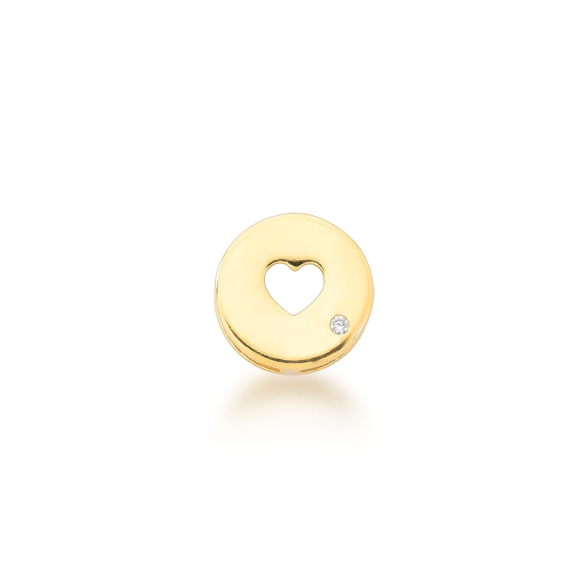 Colgante redondo con Corazón 1 cm Enchapado en Oro