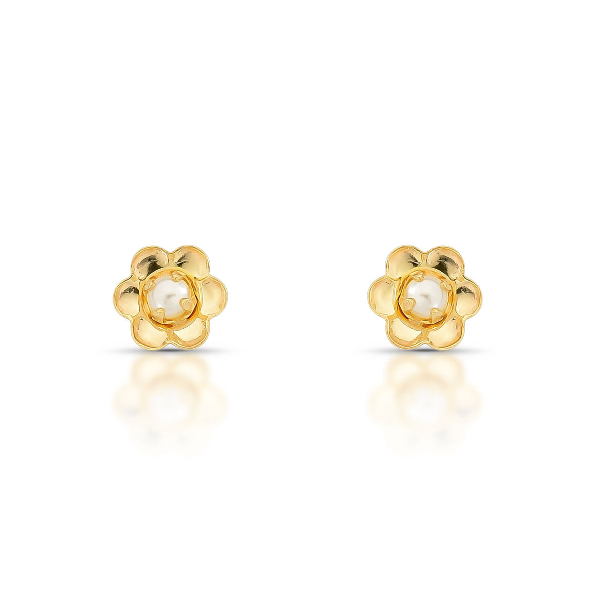Aro flor con perla 0,7 mm Enchapado en Oro