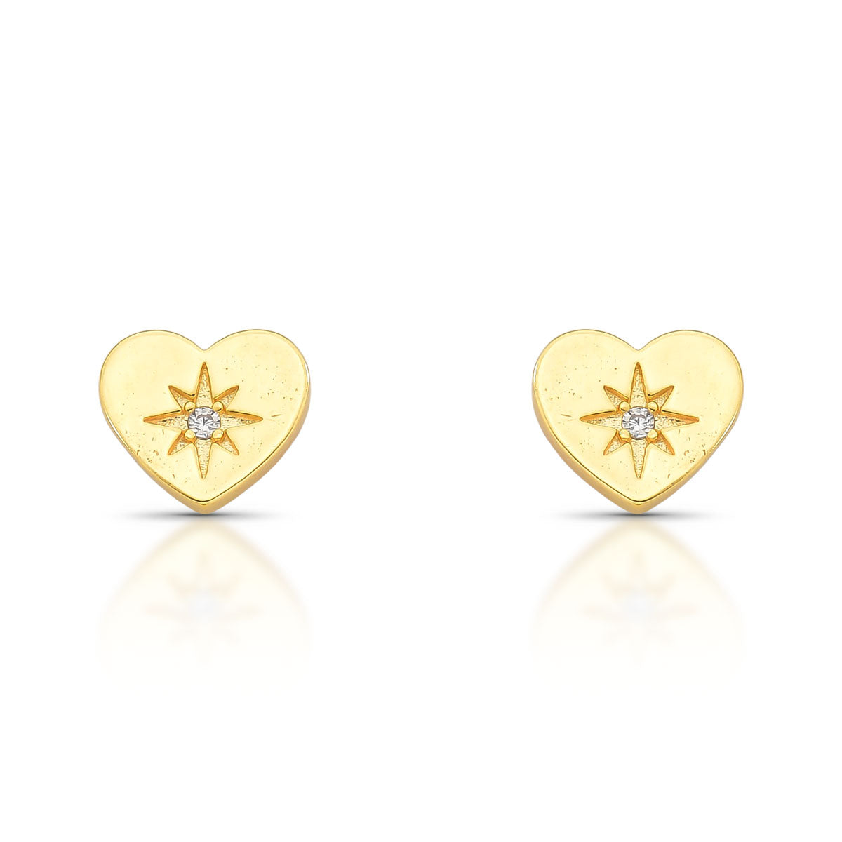 Aro corazon con estrella ocho puntas 1 cm  Enchapado en Oro