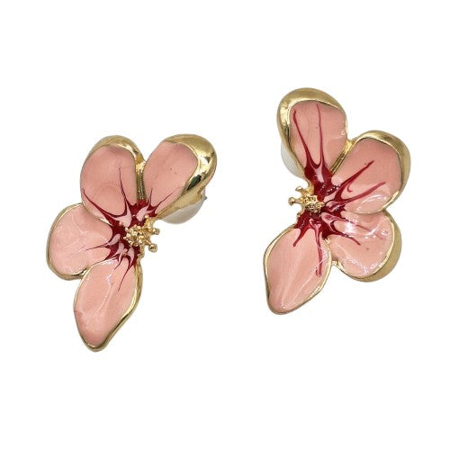 Aro media flor rosada 3,5 cm Bisutería