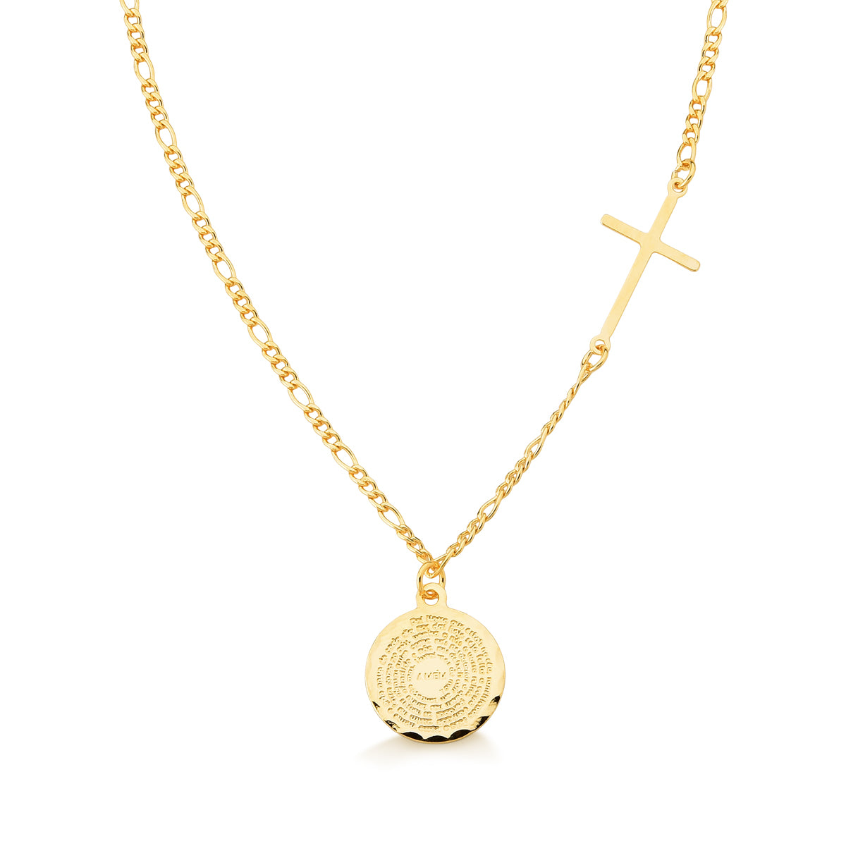 Collar cruz y padre nuestro 45 cm  Enchapado en Oro