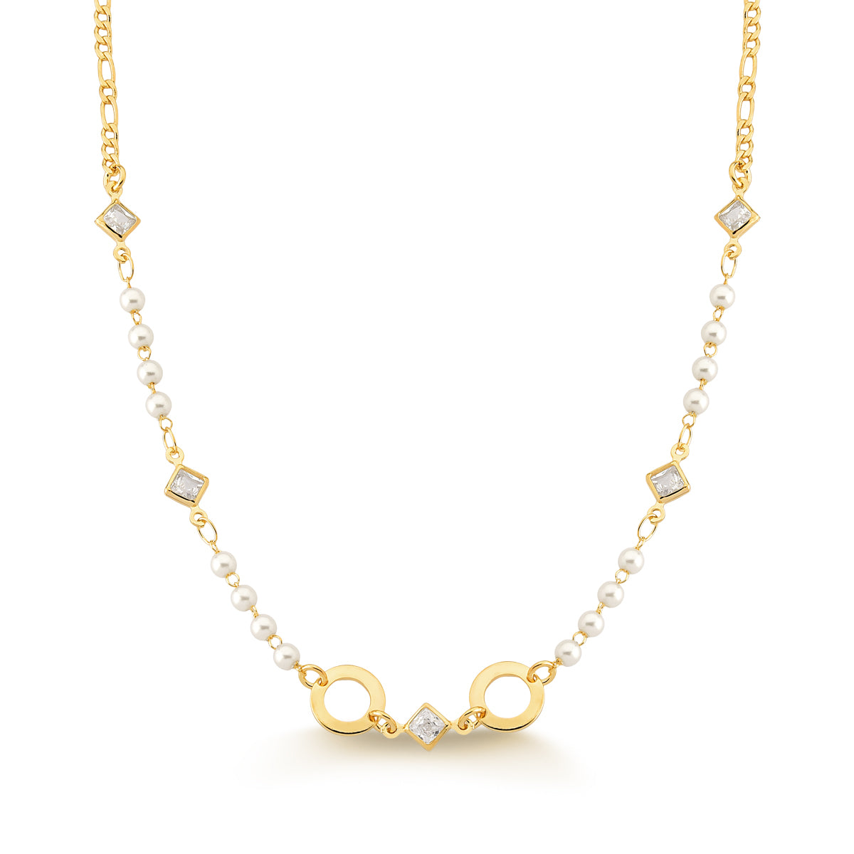 Collar con cristal y perlas de fantasia  Enchapado en Oro