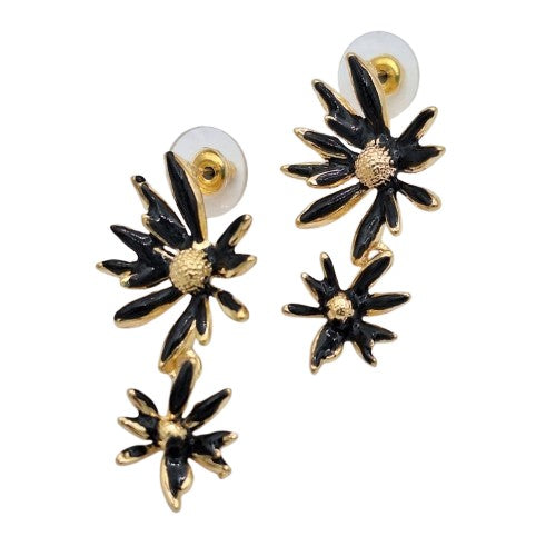 Aro flores negras  4 cm largo Bisutería