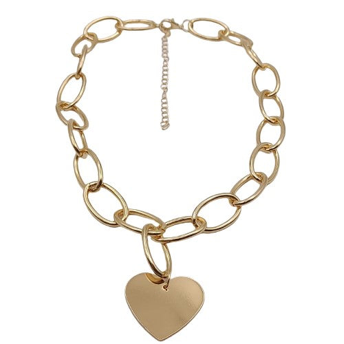 Collar argollas con corazon 45 cm Bisutería