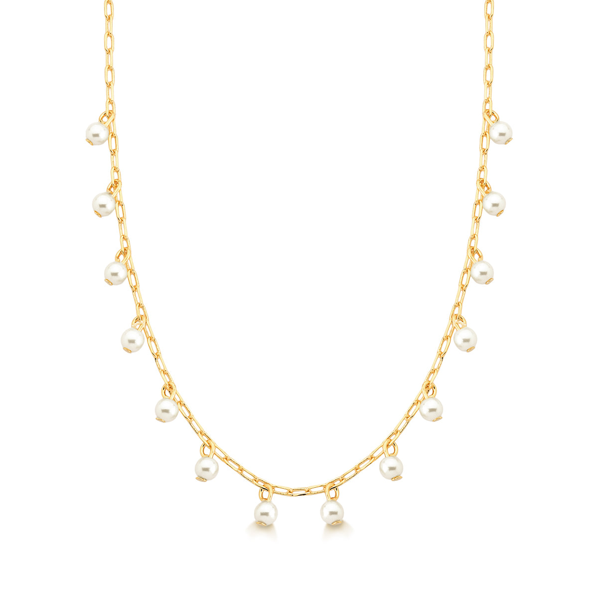 Cadena tradicional 45 cm con perlas de fantasia  Enchapado en Oro